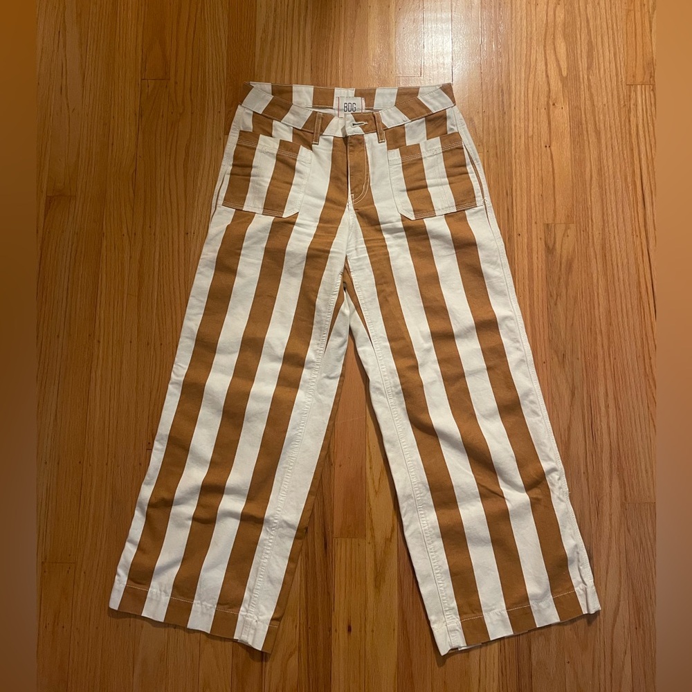 Urban Outfitters Striped Brown and White wide leg Pants